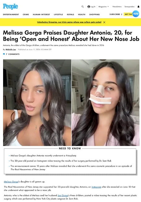 Melissa Gorga Praises Daughter Antonia, 20, for Being 'Open and Honest' About Her New Nose Job